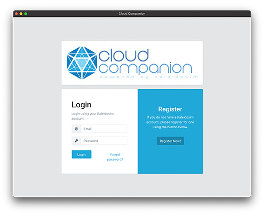 cloudCompanion Login Screen